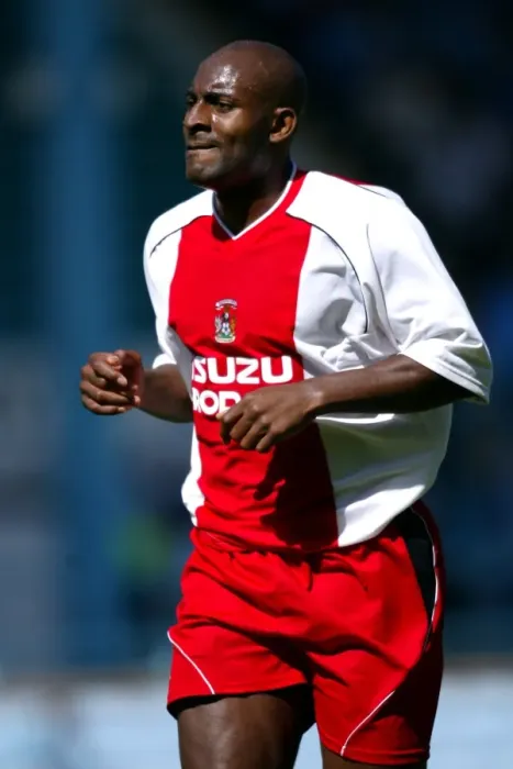Framed Print : Coventry City vs Wolverhampton: Dele Adebola in Action - Pre-Season Friendly at Highfield Road (02-08-2003) Framed Print : Coventry City vs Wolverhampton: Dele Adebola in Action - Pre-Season Friendly at Highfield Road (02-08-2003)