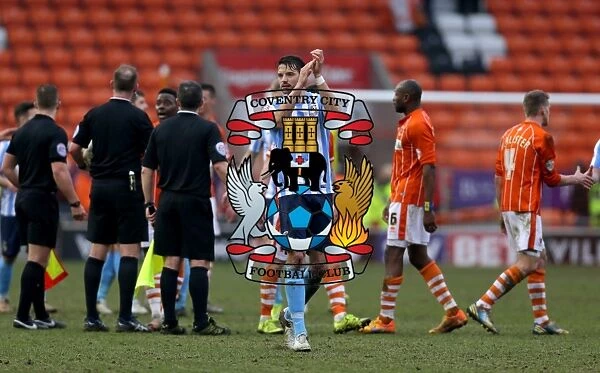 Coventry City's Aaron Martin Celebrates League One Victory with Fans at Blackpool