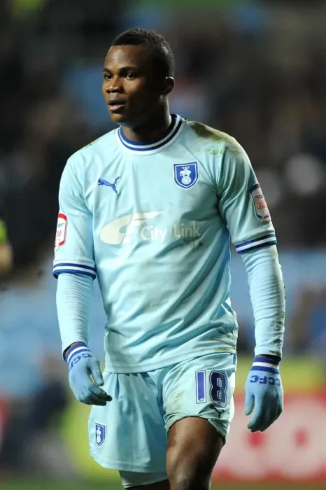Framed Print : Coventry City's Alex Nimely Scores Game-Winning Goal Against Leeds United at Ricoh Arena (February 14, 2012, Npower Championship) Framed Print : Coventry City's Alex Nimely Scores Game-Winning Goal Against Leeds United at Ricoh Arena (February 14, 2012, Npower Championship)