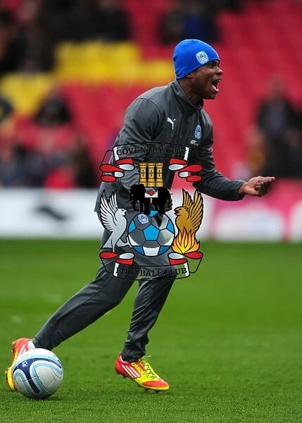 Coventry City's Alex Nimely: Uncontainable Excitement During Warm-Up Ahead of Watford Clash (Npower Championship, 17-03-2012)