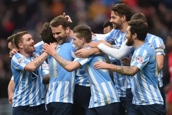 Framed Print : Coventry City's Ben Turner Scores Double: Celebrating Victory Against Gillingham in Sky Bet League One Framed Print : Coventry City's Ben Turner Scores Double: Celebrating Victory Against Gillingham in Sky Bet League One