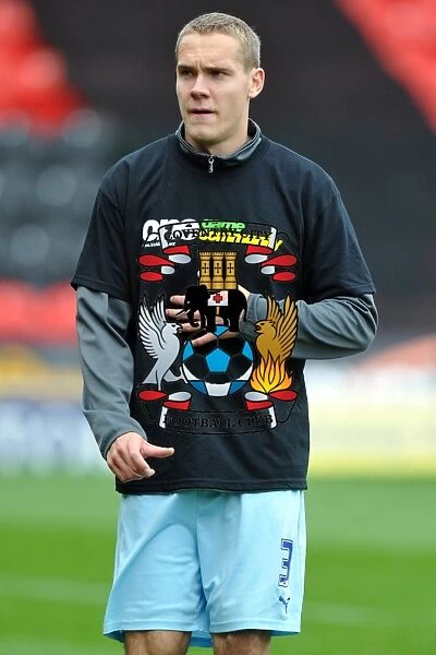 Coventry City's Chris Hussey in Community T-Shirt: United for a Cause (29-10-2011 vs. Burnley & Doncaster Rovers)