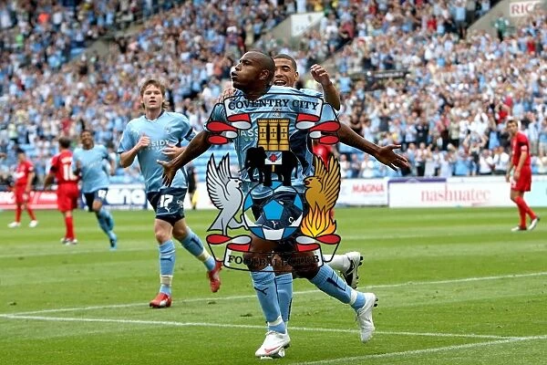 Coventry City's Clinton Morrison Celebrates First Goal Against Ipswich Town in Championship Match (09-08-2009), Ricoh Arena