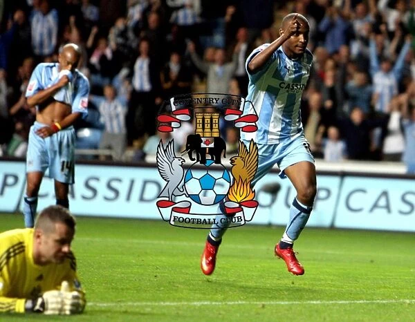 Coventry City's Clinton Morrison Celebrates Goal Against Newcastle United in Carling Cup Second Round at Ricoh Arena