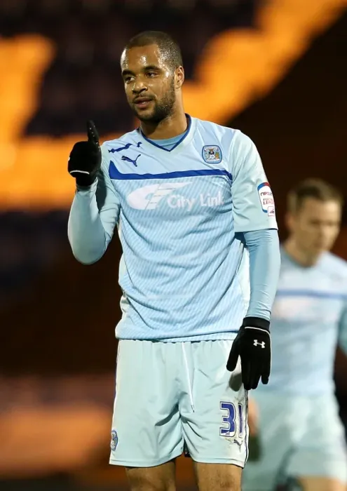 Framed Print : Coventry City's David McGoldrick Celebrates Thumbs-Up Goal vs. Colchester United (Npower League One, 20-11-2012)