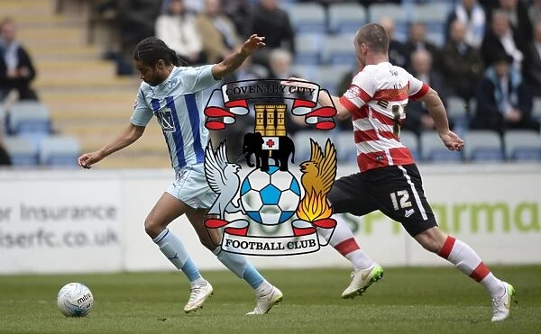 Coventry Citys Dominic Samuel scores the opening goal against Doncaster Rovers