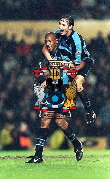 Coventry City's Double Victory: Noel Whelan and Dion Dublin Celebrate 3-2 FA Premiership Win Over Manchester United
