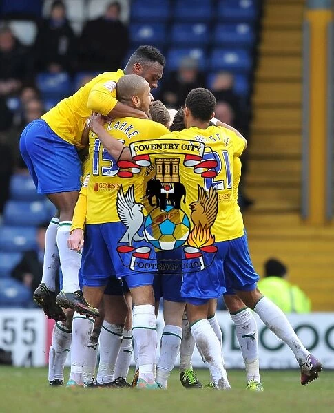 Coventry City's Euphoric Moment: Celebrating the Second Goal Against Bury in Npower League One (February 16, 2013 - Gigg Lane)