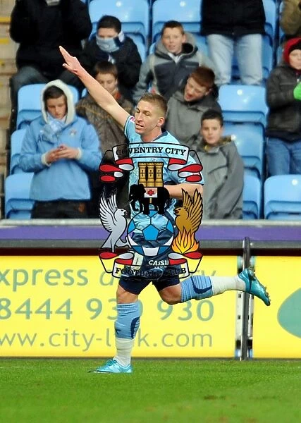 Coventry City's Freddy Eastwood Celebrates First Goal Against Barnsley in Coca-Cola Championship (09-01-2010)