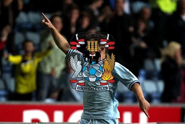 Coventry City's Gary Deegan Celebrates Second Goal Against Blackpool in Championship Match (September 27, 2011, Ricoh Arena)