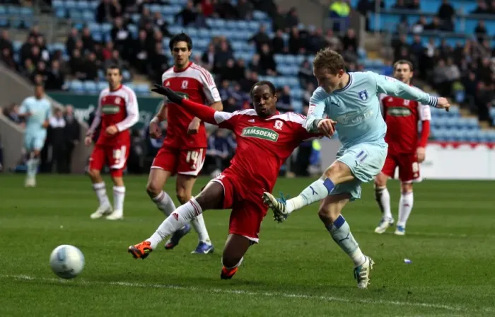 Framed Print : Coventry Citys Gary McSheffrey scores the opening goal of the game Framed Print : Coventry Citys Gary McSheffrey scores the opening goal of the game