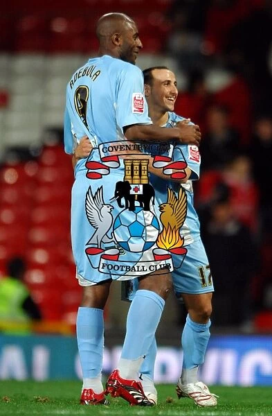 Coventry City's Historic Double Victory: Dele Adebola and Michael Mifsud Celebrate Upset Over Manchester United in Carling Cup (September 26, 2007)