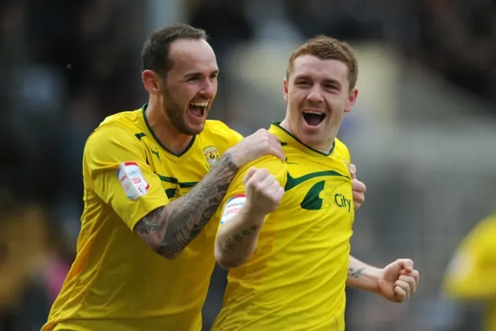 Framed Print : Coventry City's John Fleck and David Bell: Celebrating a Goal in Npower League One Match Against Notts County at Meadow Lane Framed Print : Coventry City's John Fleck and David Bell: Celebrating a Goal in Npower League One Match Against Notts County at Meadow Lane