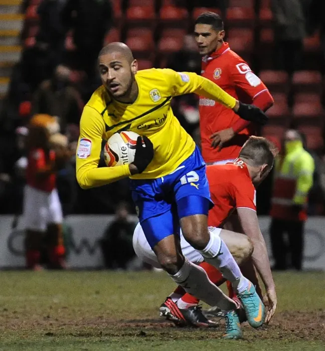Framed Print : Coventry Citys Leon Clarke runs back for the restart after scoring his sides second goal of the game Framed Print : Coventry Citys Leon Clarke runs back for the restart after scoring his sides second goal of the game