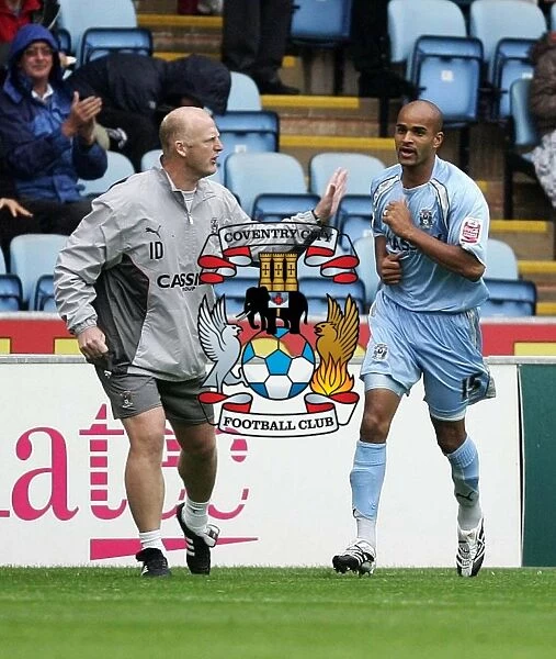 Coventry City's Leon Mackenzie and Iain Dowie Celebrate Goal Against Hull City in Championship Match