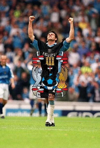 Coventry City's Marc Edworthy Celebrates Premiership Victory Over Manchester City (26-08-2000)