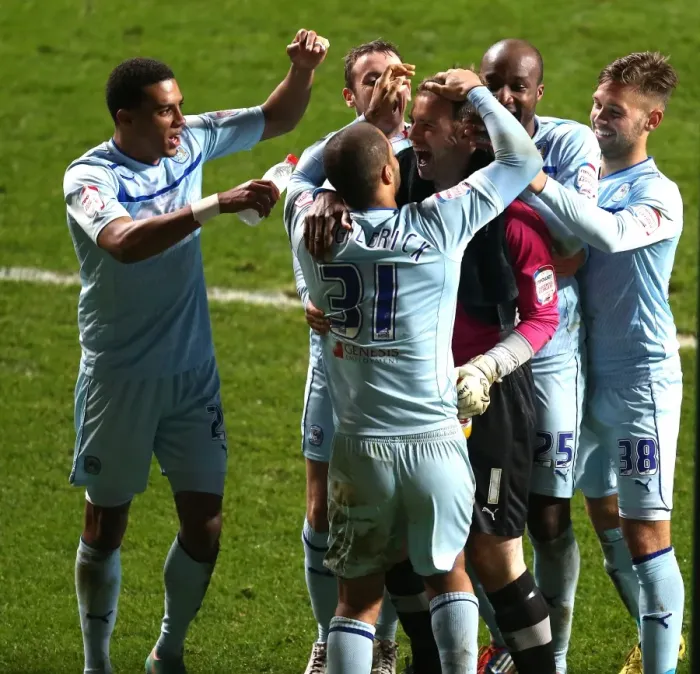 Framed Print : Coventry City's Penalty Victory: Johnstones Paint Trophy Quarter-Final vs Sheffield United - Joe Murphy's Triumph Framed Print : Coventry City's Penalty Victory: Johnstones Paint Trophy Quarter-Final vs Sheffield United - Joe Murphy's Triumph