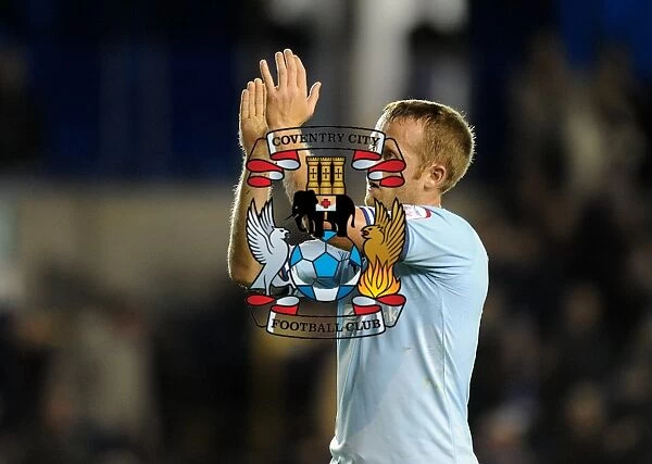 Coventry City's Sammy Clingan Celebrates Millwall Victory with a Fan Salute (01-11-2011)