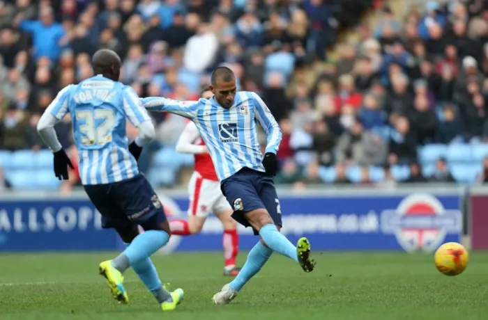 Framed Print : Coventry City's Thrilling Full-Length Goal: Victory Over Fleetwood Town in Sky Bet League One at Ricoh Arena