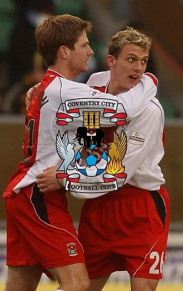 Coventry City's Triumph: Bjarni Gudjonsson and Stephen Warnock's Goal Celebration (2004)