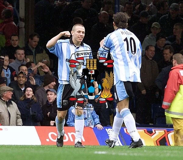 Craig Bellamy and Moustapha Hadji: Celebrating Coventry City's First Goal Against Leicester City (07-04-2001)