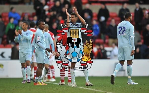 Cyrus Christie Salutes Coventry City Fans After Nottingham Forest Victory in Championship (18-02-2012)