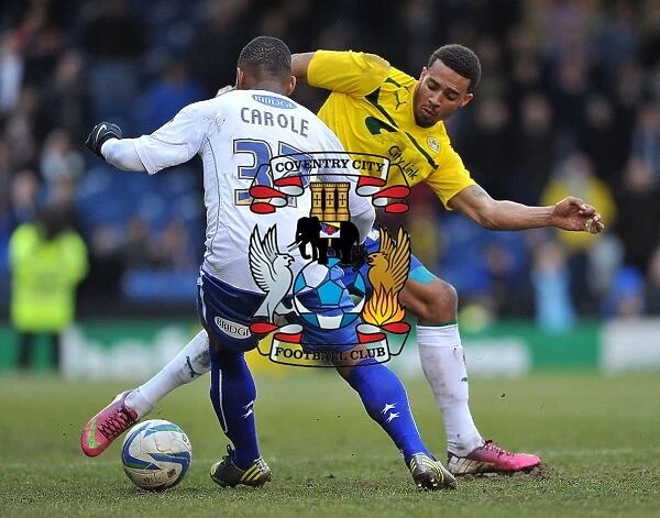 Cyrus Christie vs Sebastien Carole: Intense Tackle in Coventry City vs Bury Npower League One Clash (16-02-2013)