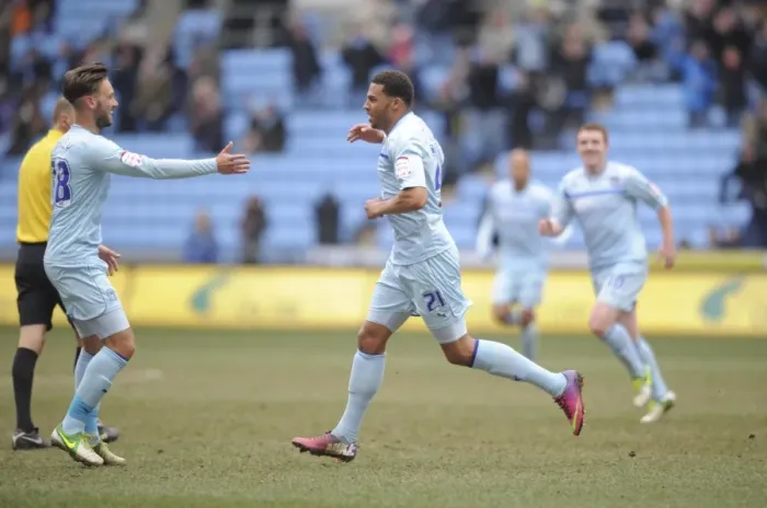 Framed Print : Cyrus Christie's Thrilling Goal Celebration: Coventry City vs. Doncaster Rovers in Npower League One