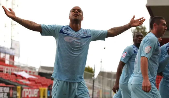 Framed Print : David McGoldrick's Thrilling Goal: Coventry City's Upset of Swindon Town in Football League One (2012) Framed Print : David McGoldrick's Thrilling Goal: Coventry City's Upset of Swindon Town in Football League One (2012)