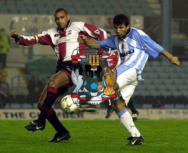 Dean Richards Tackles Ysrael Zuniga in Coventry City vs Southampton FA Premiership Clash (22-12-2000)