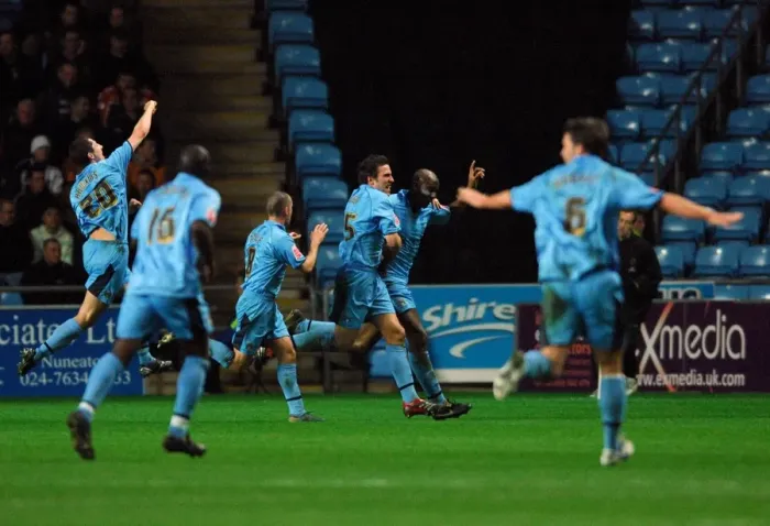 Framed Print : Dele Adebola's Thrilling Goal: Coventry City FC vs. Wolverhampton Wanderers (March 13, 2007, Ricoh Arena) Framed Print : Dele Adebola's Thrilling Goal: Coventry City FC vs. Wolverhampton Wanderers (March 13, 2007, Ricoh Arena)
