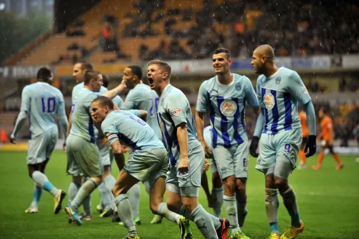 Framed Print : Dramatic Equalizer: Coventry City's Aaron Phillips at Molineux (Sky Bet League One: Wolves vs Coventry City) Framed Print : Dramatic Equalizer: Coventry City's Aaron Phillips at Molineux (Sky Bet League One: Wolves vs Coventry City)