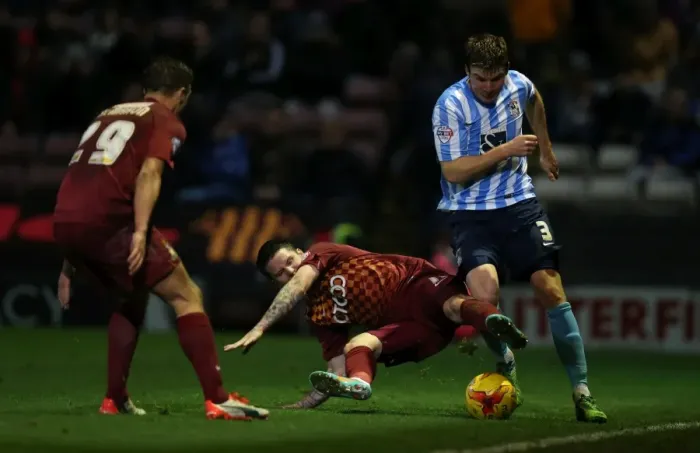 Framed Print : Evans vs. Stokes: A Riveting Rivalry in Sky Bet League One - Bradford City vs. Coventry City Framed Print : Evans vs. Stokes: A Riveting Rivalry in Sky Bet League One - Bradford City vs. Coventry City