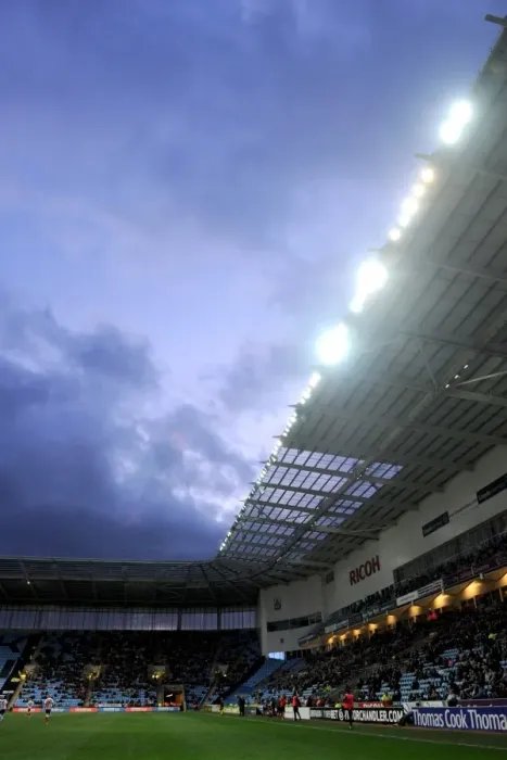 Framed Print : FA Cup Third Round: Coventry City vs Southampton under the Glowing Ricoh Arena Floodlights Framed Print : FA Cup Third Round: Coventry City vs Southampton under the Glowing Ricoh Arena Floodlights