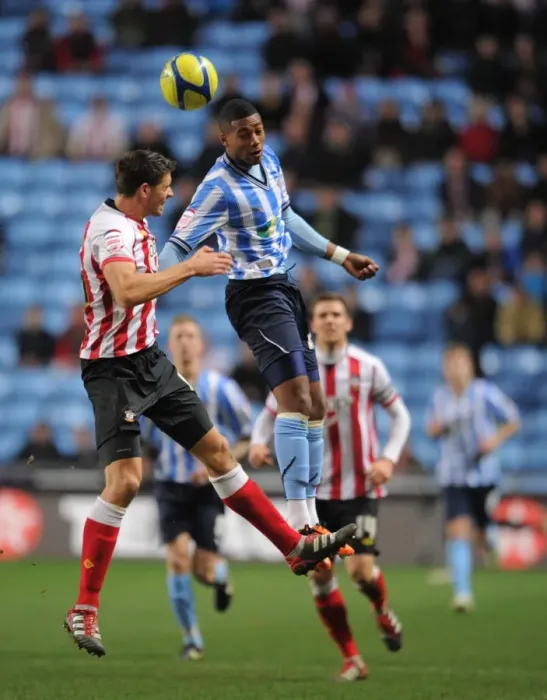 Framed Print : FA Cup Third Round Showdown: Shaun Jeffers vs Aaron Martin - Coventry City vs Southampton (07-01-2012, Ricoh Arena) Framed Print : FA Cup Third Round Showdown: Shaun Jeffers vs Aaron Martin - Coventry City vs Southampton (07-01-2012, Ricoh Arena)