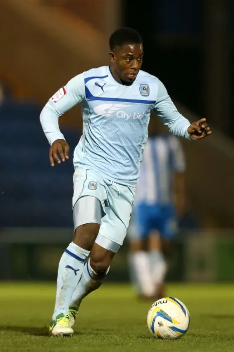 Framed Print : Franck Moussa Scores for Coventry City against Colchester United in Npower League One Match (November 2012) Framed Print : Franck Moussa Scores for Coventry City against Colchester United in Npower League One Match (November 2012)
