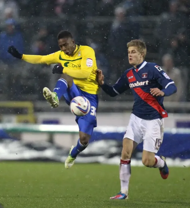 Framed Print : Franck Moussa's Aerial Mastery: Coventry City vs Carlisle United (Brunton Park, 13-01-2013) Framed Print : Franck Moussa's Aerial Mastery: Coventry City vs Carlisle United (Brunton Park, 13-01-2013)