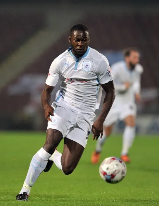 Framed Print : Frank Nouble Scores the Winner: Coventry City at Glanford Park vs Scunthorpe United (Sky Bet League One) Framed Print : Frank Nouble Scores the Winner: Coventry City at Glanford Park vs Scunthorpe United (Sky Bet League One)