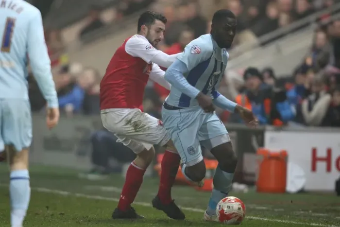 Framed Print : Frank Nouble's Game-Winning Goal: Coventry City's Triumph Over Fleetwood Town (Sky Bet League One)