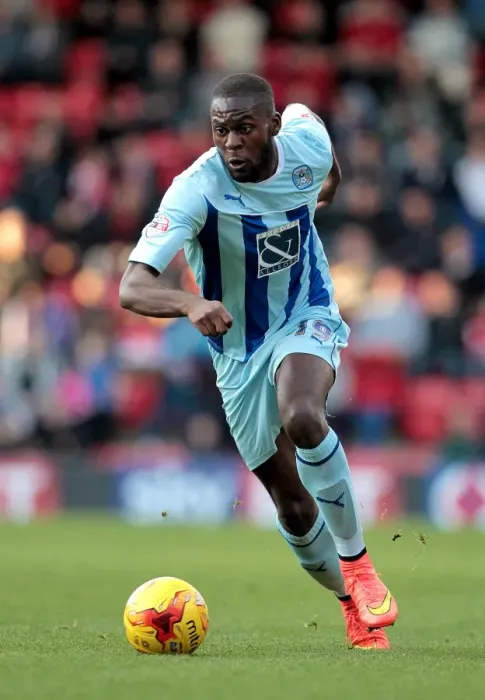 Framed Print : Frank Nouble's Leading Charge: Coventry City vs Leyton Orient in Sky Bet League Championship Framed Print : Frank Nouble's Leading Charge: Coventry City vs Leyton Orient in Sky Bet League Championship