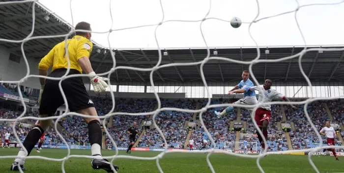Framed Print : Freddy Eastwood Scores the Second Goal: Coventry City vs. Portsmouth in Npower Football League Championship (07-08-2010) Framed Print : Freddy Eastwood Scores the Second Goal: Coventry City vs. Portsmouth in Npower Football League Championship (07-08-2010)