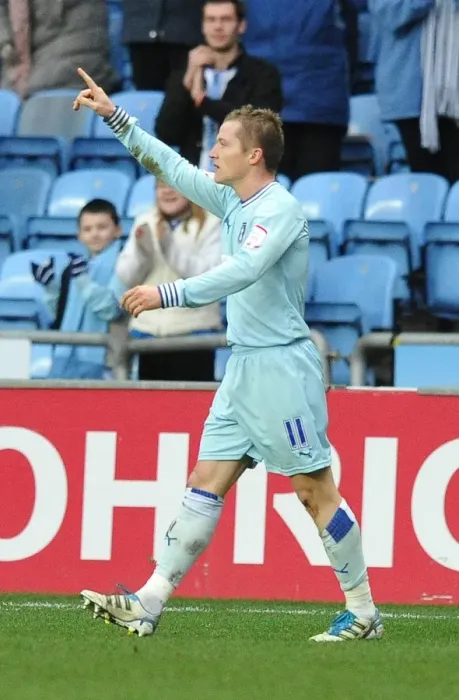 Framed Print : Gary McSheffrey's Euphoric Moment: First Goal for Coventry City Against Brighton & Hove Albion (31-12-2011) Framed Print : Gary McSheffrey's Euphoric Moment: First Goal for Coventry City Against Brighton & Hove Albion (31-12-2011)
