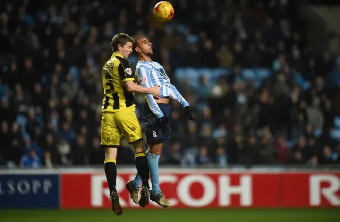 Framed Print : Intense Battle: Tudgay vs Cansdell-Sherriff in Coventry City vs Burton Albion (Sky Bet League One) Framed Print : Intense Battle: Tudgay vs Cansdell-Sherriff in Coventry City vs Burton Albion (Sky Bet League One)