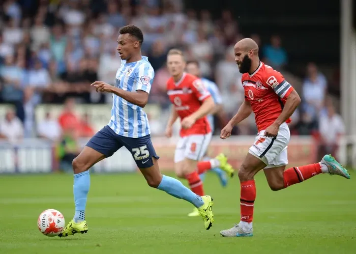 Framed Print : Intense Rivalry: Chambers vs Murphy - Walsall vs Coventry City, Sky Bet League One Framed Print : Intense Rivalry: Chambers vs Murphy - Walsall vs Coventry City, Sky Bet League One