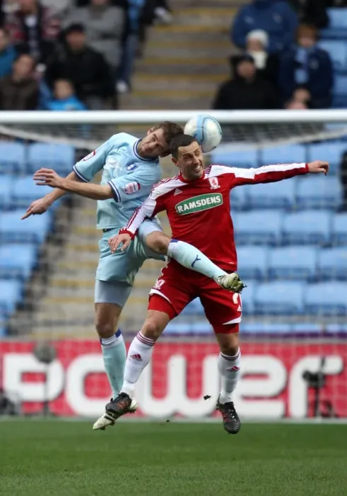 Framed Print : Intense Rivalry: Coventry City vs. Middlesbrough - Cranie vs. McDonald's Battle for the Ball (Npower Championship, 21-01-2012) Framed Print : Intense Rivalry: Coventry City vs. Middlesbrough - Cranie vs. McDonald's Battle for the Ball (Npower Championship, 21-01-2012)
