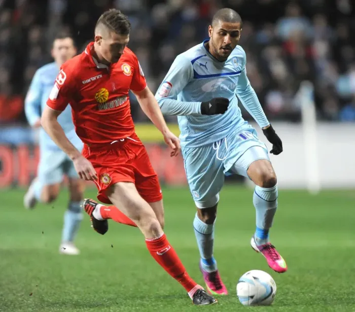 Framed Print : Intense Rivalry: Coventry City vs Crewe Alexandra in the Johnstones Paint Trophy Northern Final at Ricoh Arena Framed Print : Intense Rivalry: Coventry City vs Crewe Alexandra in the Johnstones Paint Trophy Northern Final at Ricoh Arena