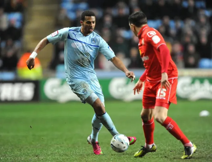 Framed Print : Intense Rivalry: Cyrus Christie vs. Gregor Robertson - Coventry City vs. Crewe Alexandra, Johnstones Paint Trophy Northern Final Framed Print : Intense Rivalry: Cyrus Christie vs. Gregor Robertson - Coventry City vs. Crewe Alexandra, Johnstones Paint Trophy Northern Final