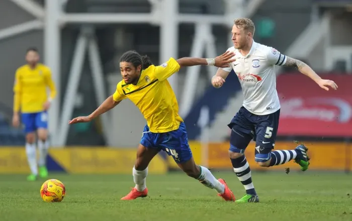 Framed Print : Intense Rivalry: Dominic Samuel vs Tom Clarke in Coventry City's Sky Bet League One Clash at Deepdale Framed Print : Intense Rivalry: Dominic Samuel vs Tom Clarke in Coventry City's Sky Bet League One Clash at Deepdale