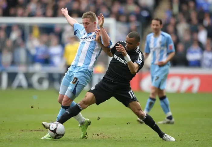 Framed Print : Intense Rivalry: Freddy Eastwood vs. Jose Bosingwa's Epic Battle for the Ball in Coventry City's FA Cup Sixth Round Clash against Chelsea (7th March 2009) Framed Print : Intense Rivalry: Freddy Eastwood vs. Jose Bosingwa's Epic Battle for the Ball in Coventry City's FA Cup Sixth Round Clash against Chelsea (7th March 2009)