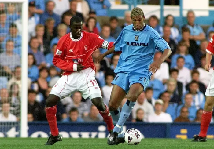 Framed Print : Intense Rivalry: Jay Bothroyd vs Chris Bart-Williams - Coventry City vs Nottingham Forest (Nationwide Division One, 2001) Framed Print : Intense Rivalry: Jay Bothroyd vs Chris Bart-Williams - Coventry City vs Nottingham Forest (Nationwide Division One, 2001)